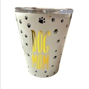 Mary Square White Dog Mom stainless steel tumbler